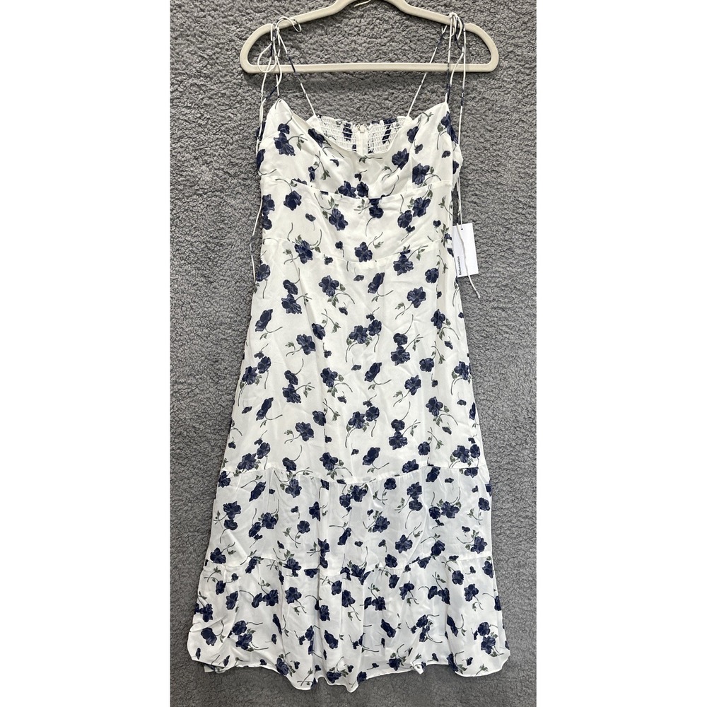 Reformation Emmie Floral Midi Dress‎ Blue White Size 12 NWT